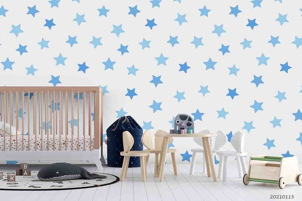 3D Blue Stars Pattern Wall Murals Wallpaper Murals Wall Sticker