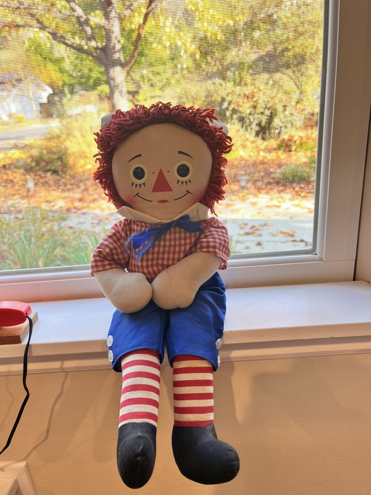 Vintage Knickerbocker Raggedy Andy Doll, 15” inches Button Eyes