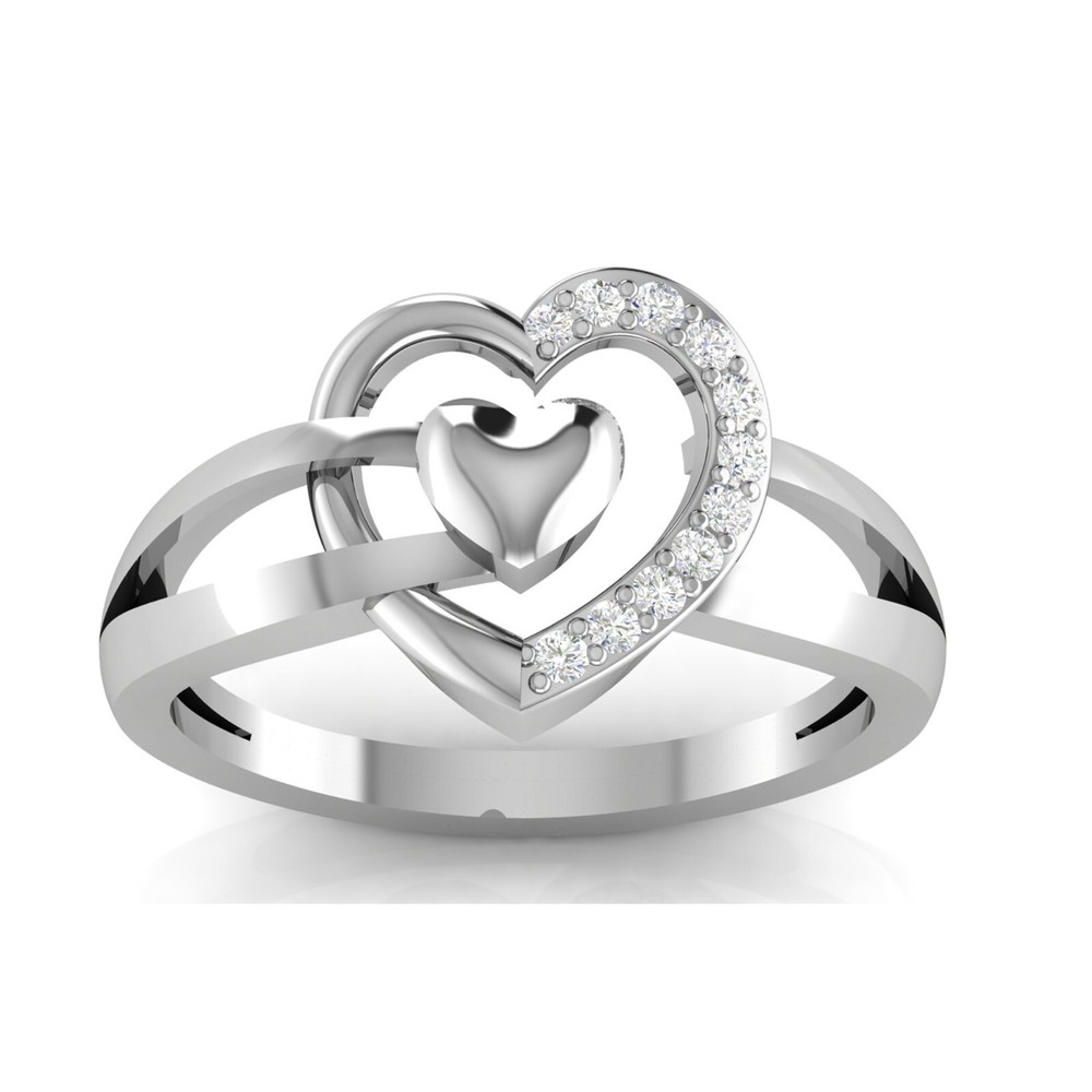 Chic 9KT Gold Plated Moissanite Love Ring Silver Valentines Gift-image