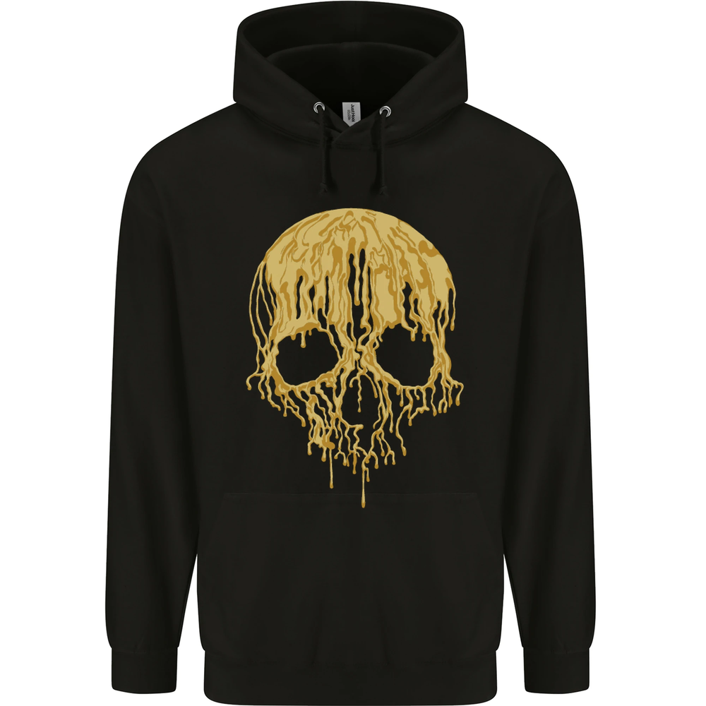 A Skull Dripping in Gold Mens 80% Cotton Hoodie