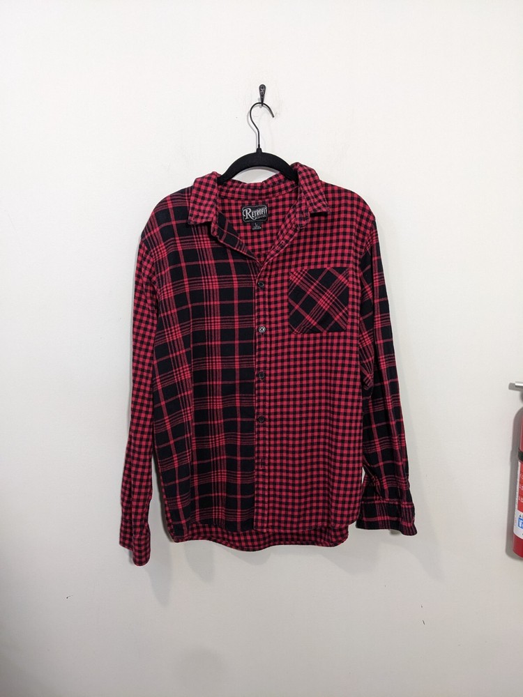 Y2K Flannel top Vintage Y2K grunge indie streetwear red black 100% cotton...