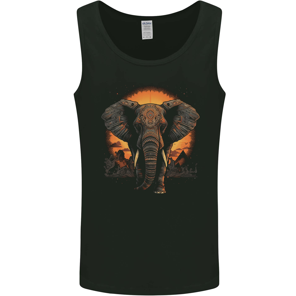 Sunset Tribal Elephant Fantasy Mens Vest Tank Top