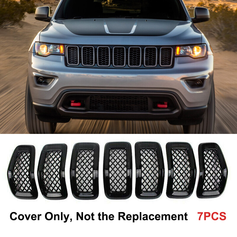 For 2014-2018 Jeep Cherokee Front Grill Inserts Honeycomb Mesh Black Cover 7PCS