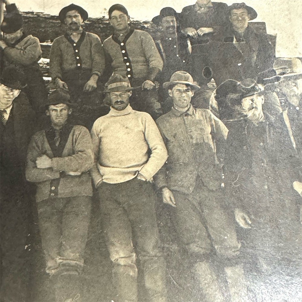 Vintage RPPC Postcard Logging Crew Glenn's Gang Log Jam Sawmill Scene