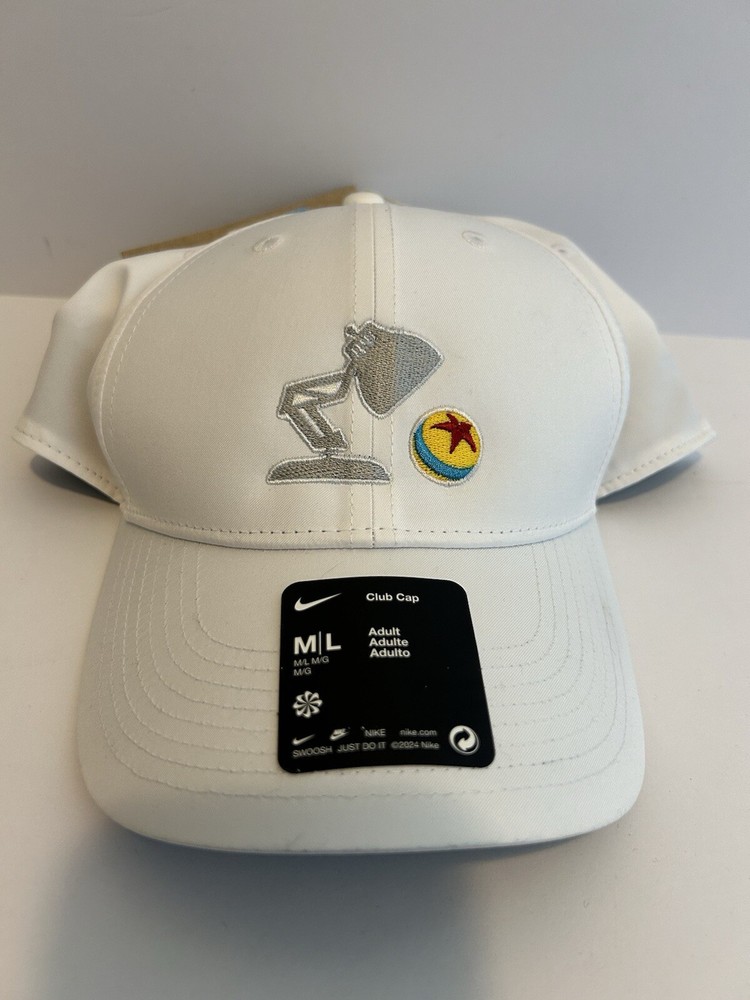 Disney Parks Nike Pixar Luxo Jr. & Ball Dri-Fit Golf Baseball Hat White M/L New