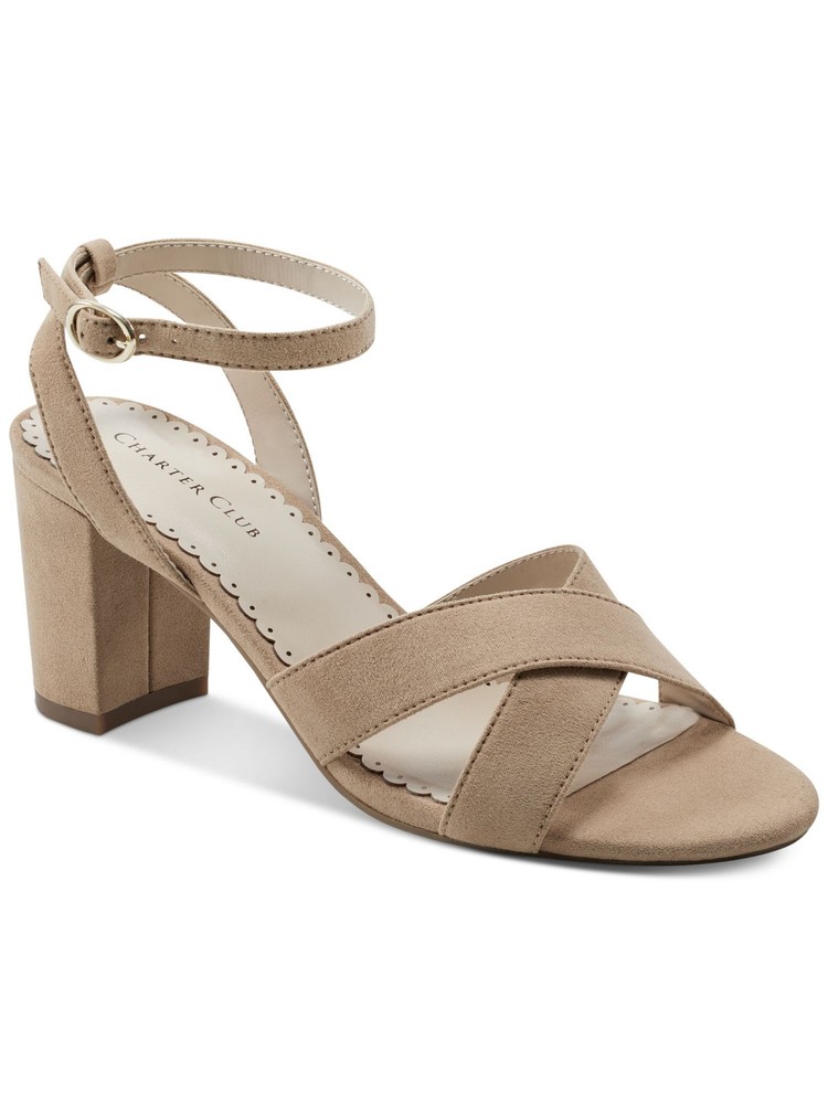 CHARTER CLUB Womens Beige Padded Kyraa Open Toe Block Heel Sandals Shoes 7.5 M