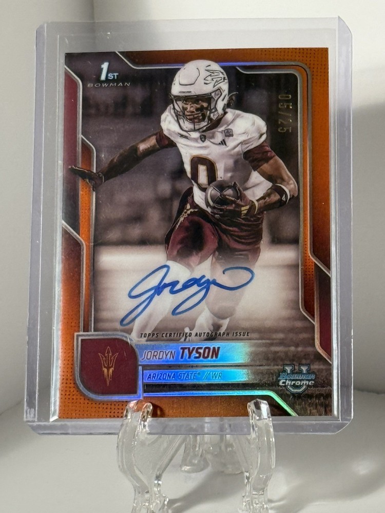 2025 Bowman Chrome U Jordyn Tyson 1st Bowman Orange Auto #d /25