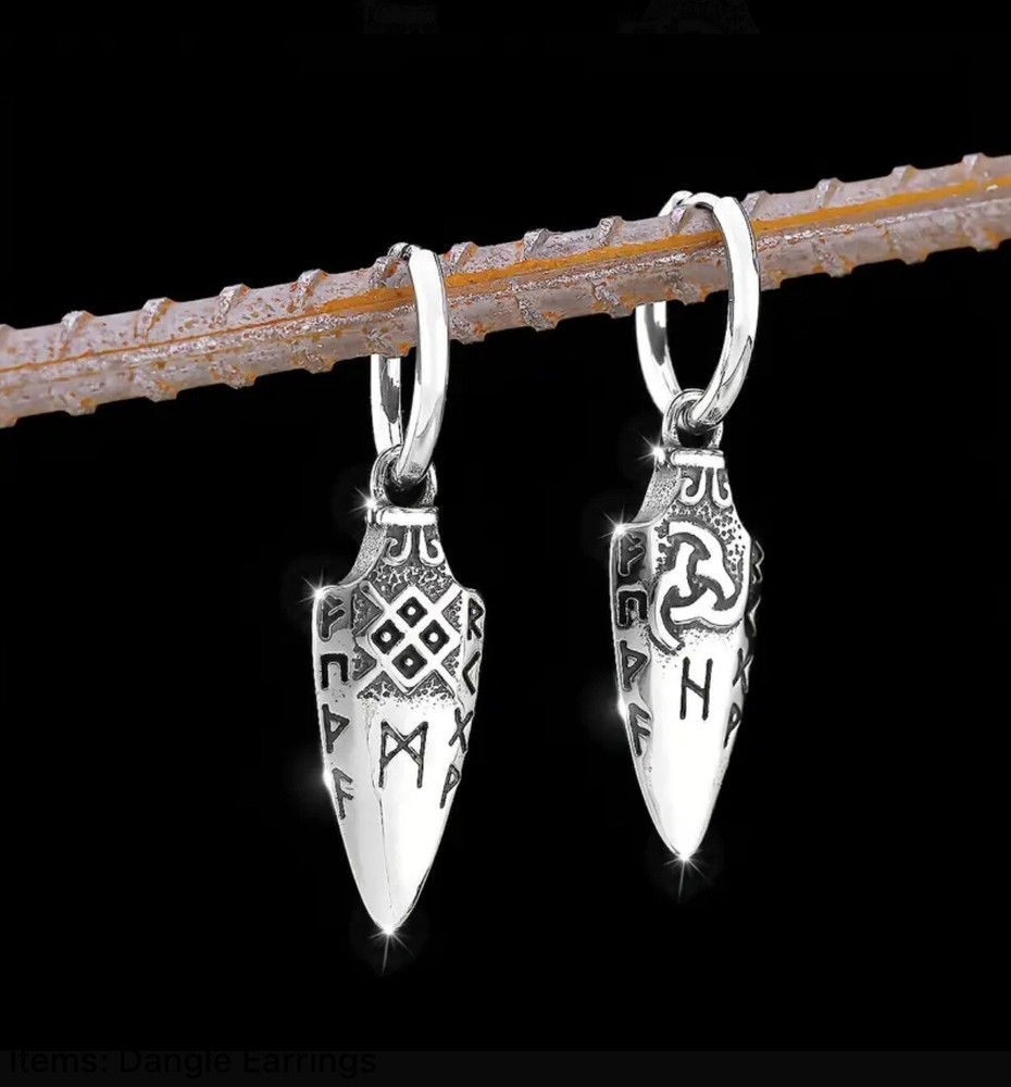 Women’s men’s Norse Dangle Silver Earrings