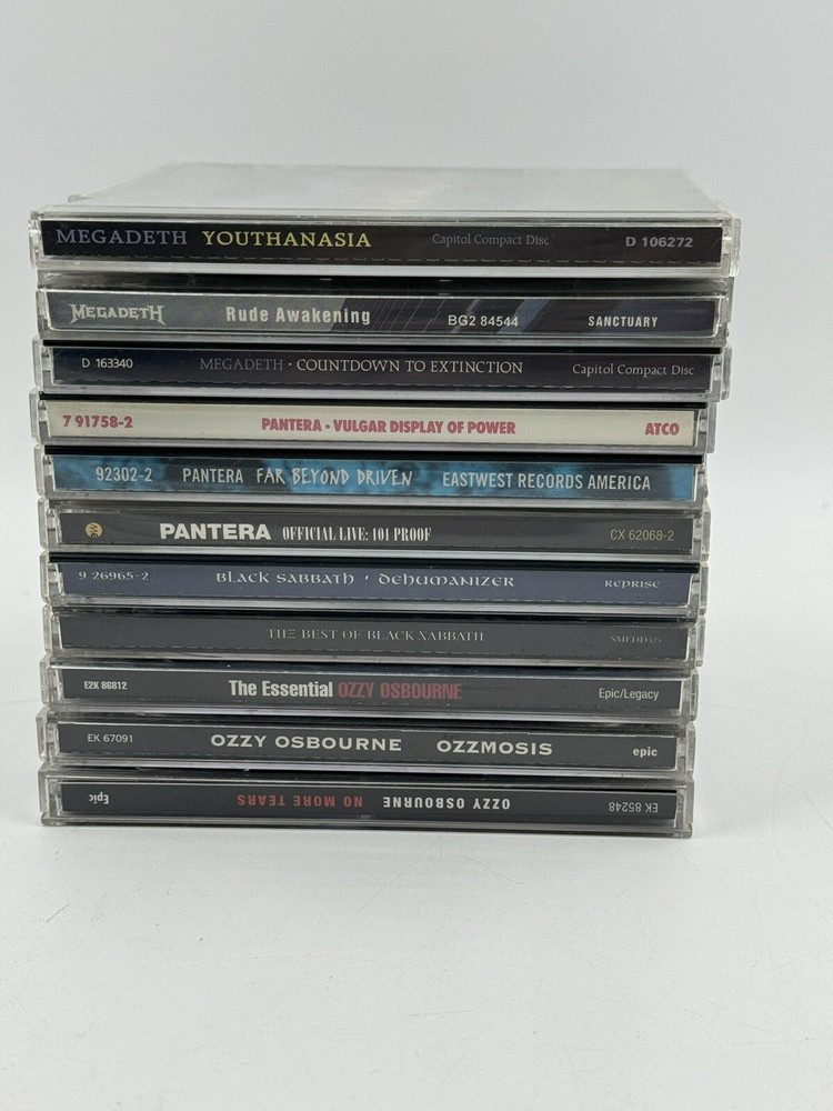 Lot Of 11 Ozzy Osbourne Black Sabbath Pantera Megadeath CD Albums