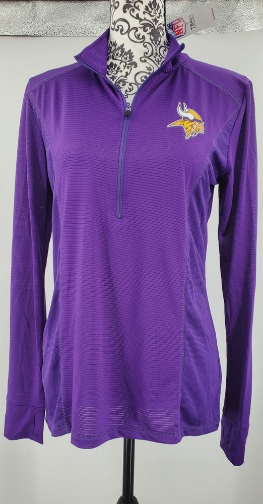 Minnesota Vikings NFL Team Apparel 1/2 Zip Neck Pullover Mock Women's Medium New