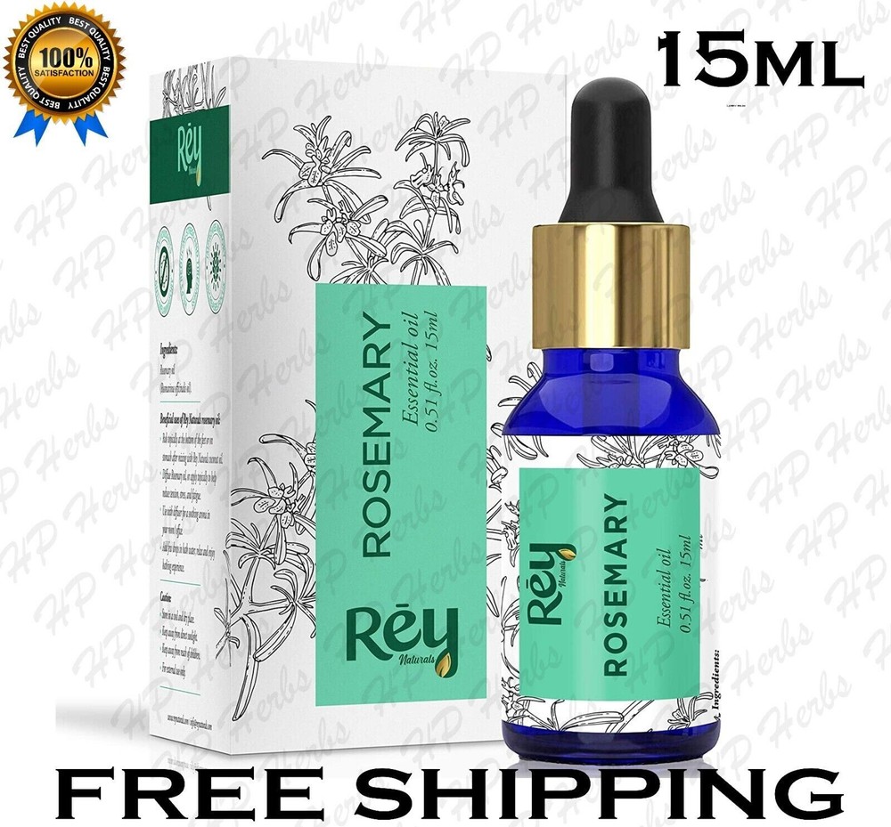 Rey Naturals Rosemary Essential Oil for Hair Growth Skin and Aroma 15ml