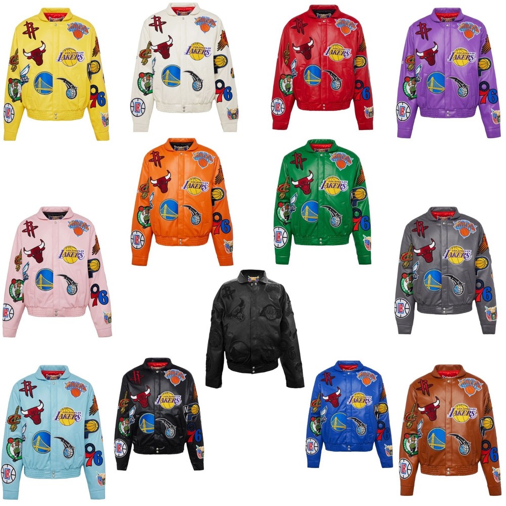 Jeff Hamilton NBA All Teams Collage Multicolor Genuine Sheepskin Leather Jacket