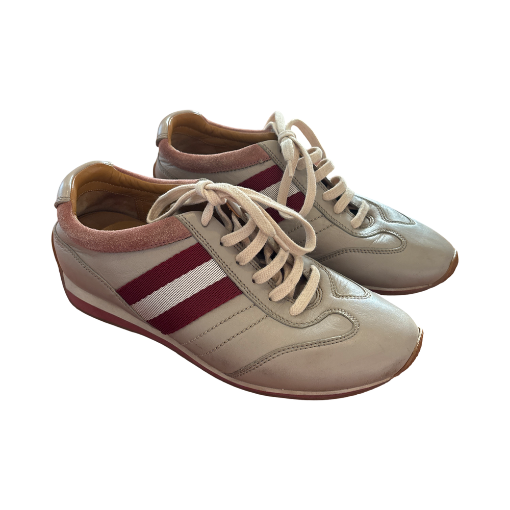 Bally Alexane womens sneakers tan leather stripe size 6 1/2