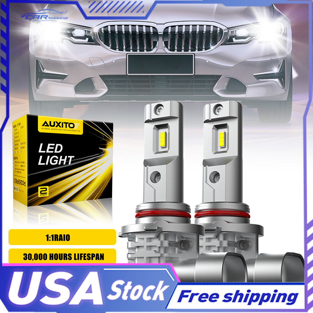 2PCS 9005 Auxito LED Headlight Bulb Plug and Play 6500K White Cool Super Bright