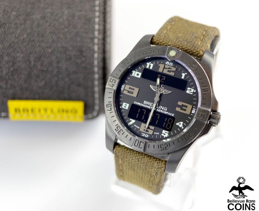 Breitling Chronometer Aerospace Quartz Black Dial Steel Case Men's Watch w/B & P