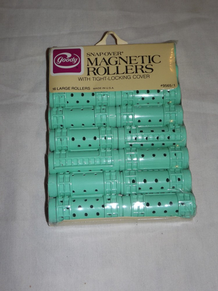 VINTAGE 1982 GOODY SNAP-OVER 16 LARGE MAGNETIC ROLLERS NEW OLD STOCK NOS