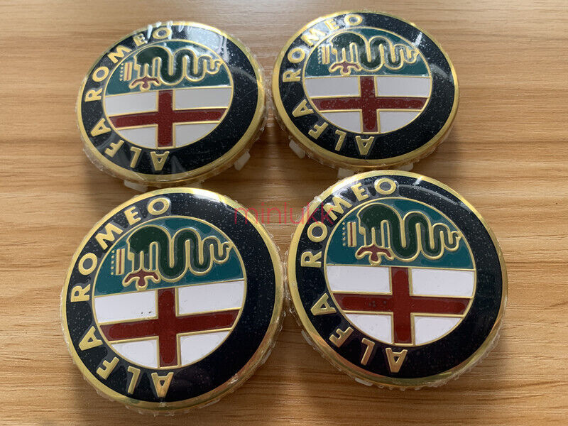 4x 60mm Alfa Romeo Alloy Wheel Centre Cap Golden Set Decal Emblem Badge Logo