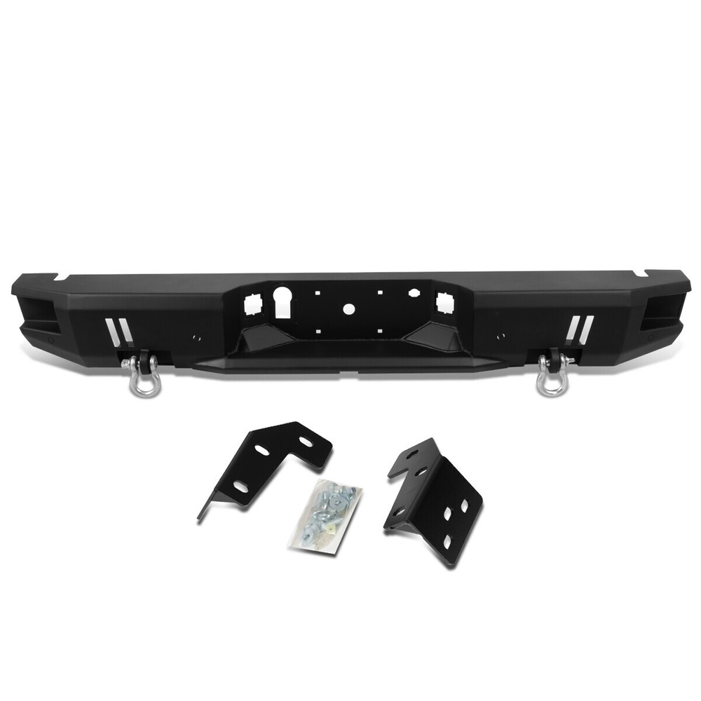 Fit 15-19 Ford F150 Truck Rear Heavy Duty Steel Step Bumper Face Bar w/D-Rings