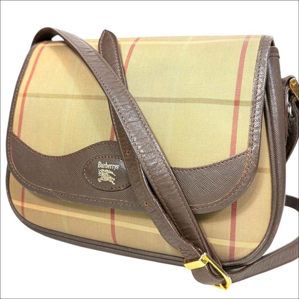 Burberry Shoulder Bag Nova Check Canvas Beige Authentic F1007439
