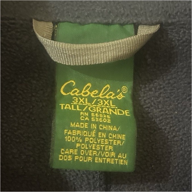 Cabela's Men's 3XL Big & Tall Navy Gray Full Zip Stand-Up Collar Fleece Jacket