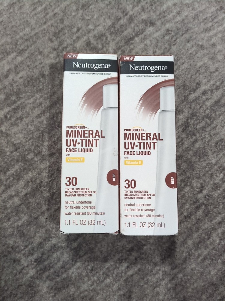 Neutrogena Purescreen+ Mineral UV Tint Face Liquid Sunscreen DEEP Lot of 2
