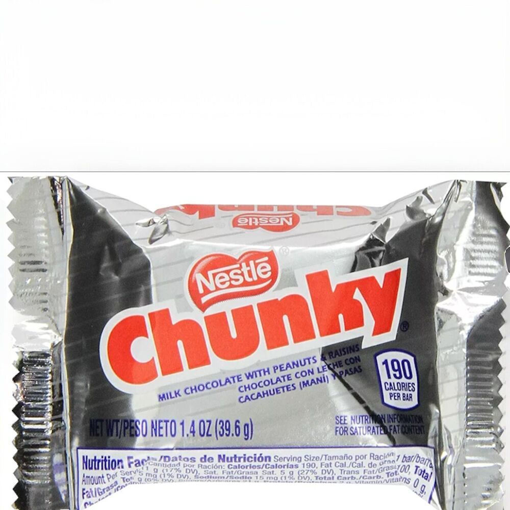 Chunky Candy Bar - Milk Choc Raisins Peanuts - 8 Count - Ship Daily