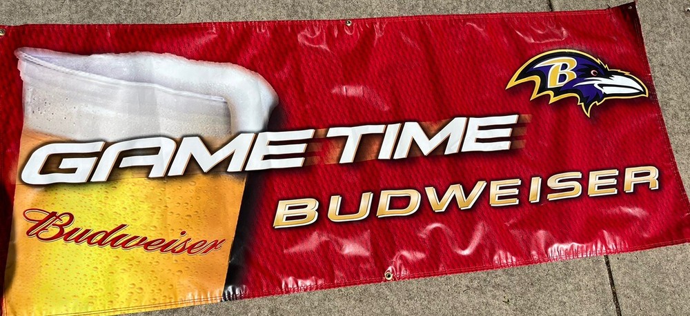 Baltimore Ravens Budweiser Game time Advertising Banner Tailgate Man Cave