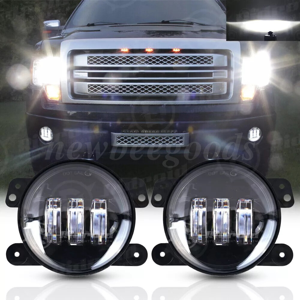 Pair 4 inch LED Fog Lights Halo DRL for 2009 2010 2011 2012 2013 2014 Ford F-150