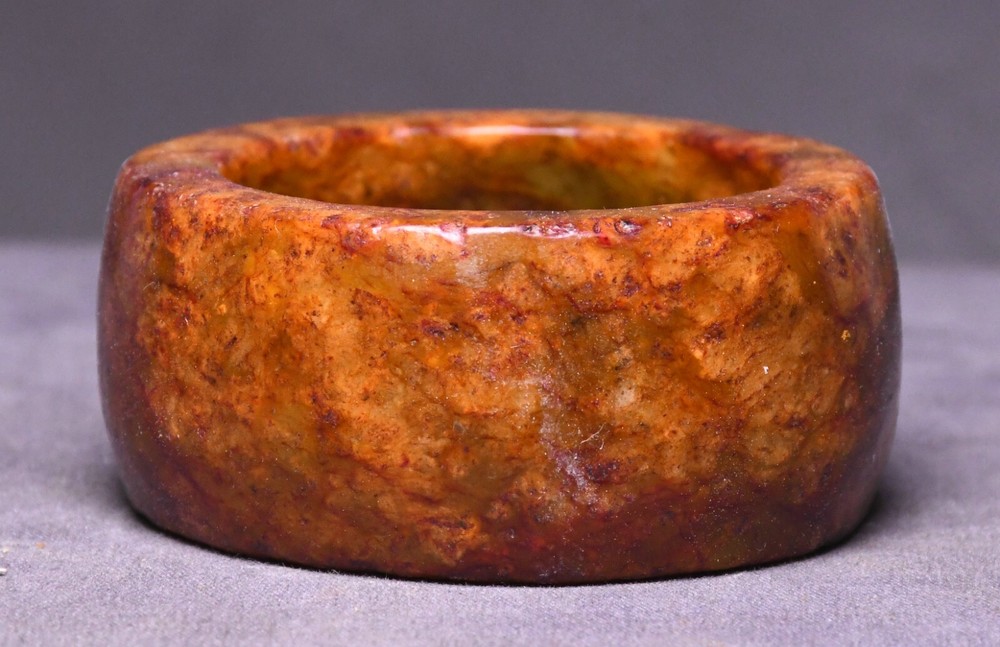 45MM Hongshan Culture Ancient Jade Fengshui Bracelet with Carved Designs