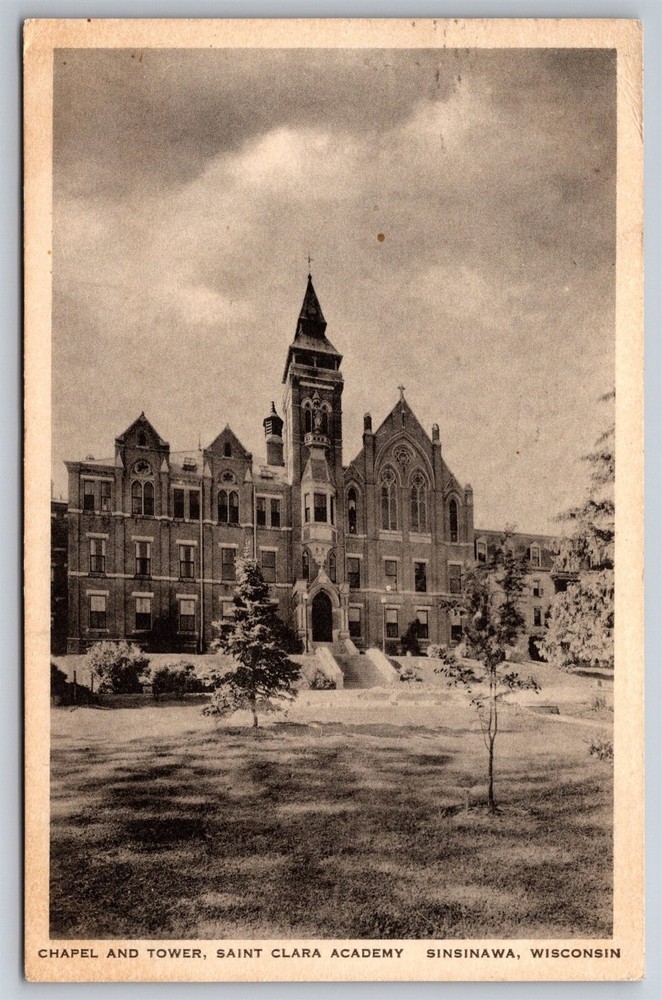 St Clara Academy Chapel & Tower Alma Mater Sinsinawa WI C1933 Postcard U20