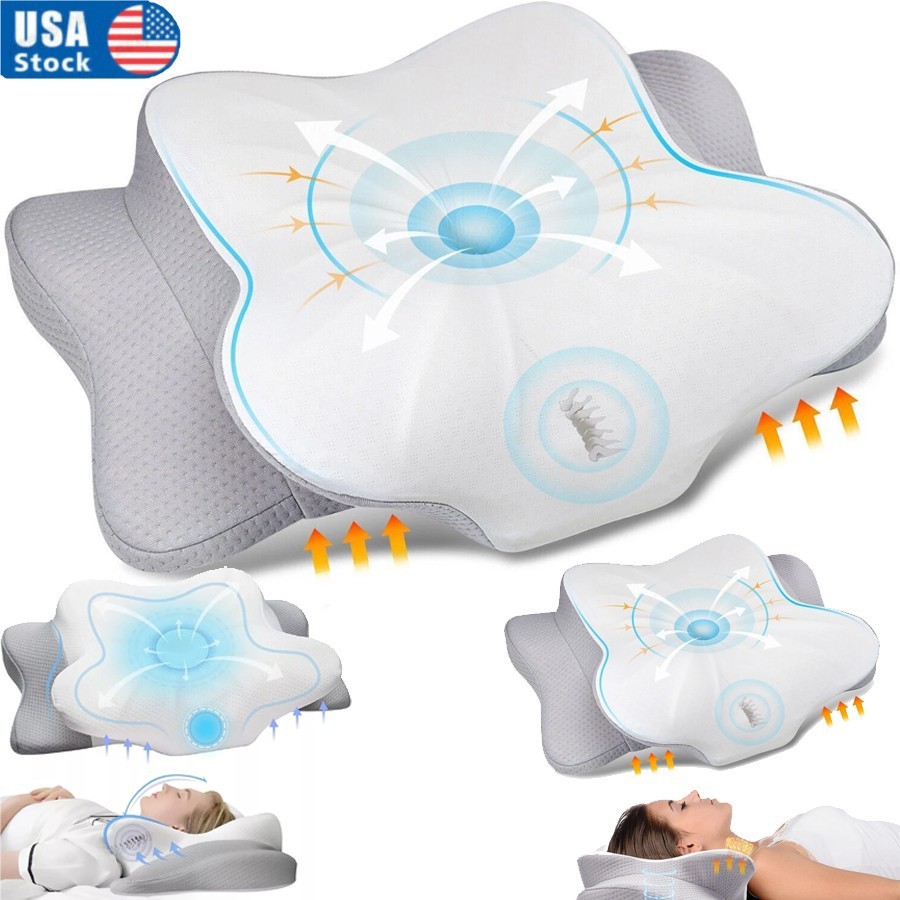 Soft Support Cervical Pillow for Neck Pain,All Sleepers Ergonomic Memory Foam 🔥