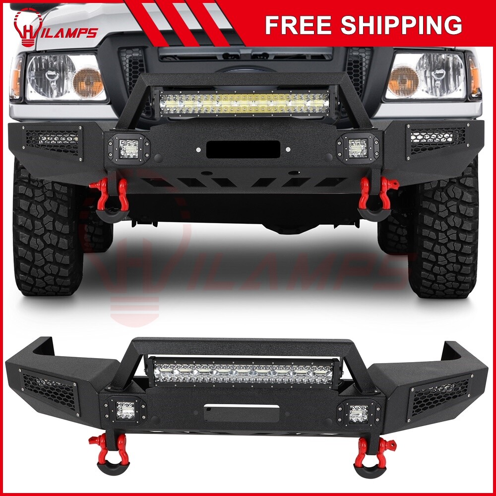 Fits 1998-2011 Ford Ranger with Winch Plate Front Bumper Black Texture