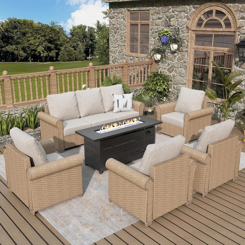 Fire Pit Table Outdoor Furniture Patio Furniture Set Outdoor Conversation Set