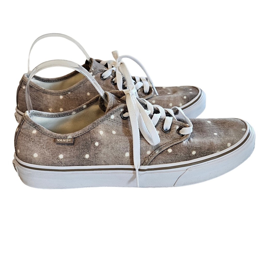 Van's Brown Washed Canvas Polka Dot Skate Shoes Sneaker Women's 11 Casual