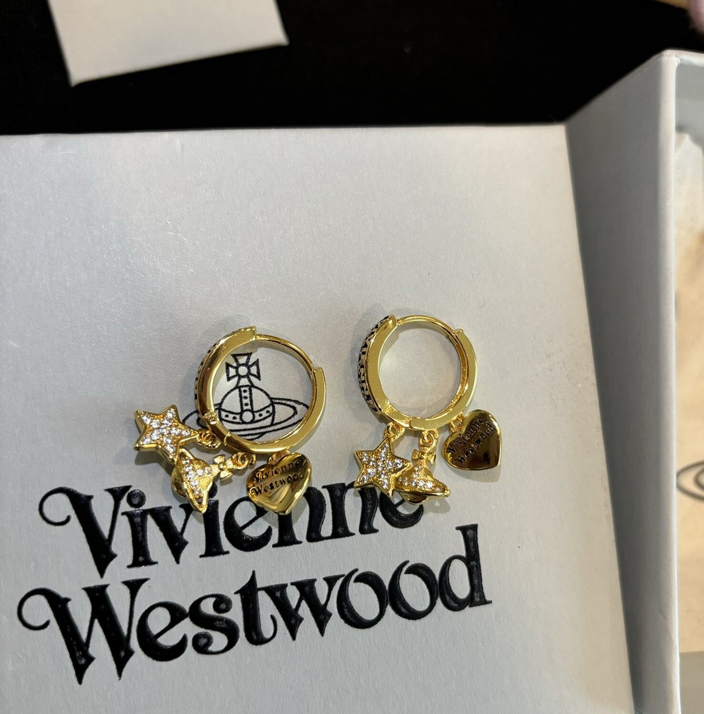 Vivienne Westwood Orb And Stars Bling Drop Earrings Christmas Gift B31