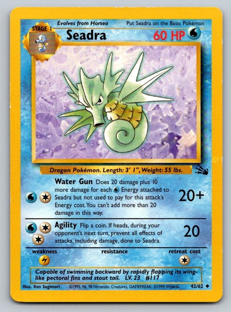 Seadra 42/62 Holo Rare Pokemon Card