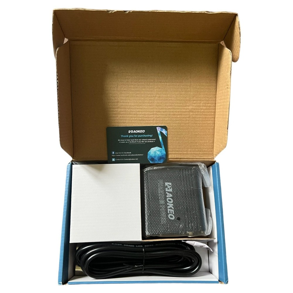 Aokeo 48v Phantom Power Supply for any Condenser Mic., Music Recording Equipment