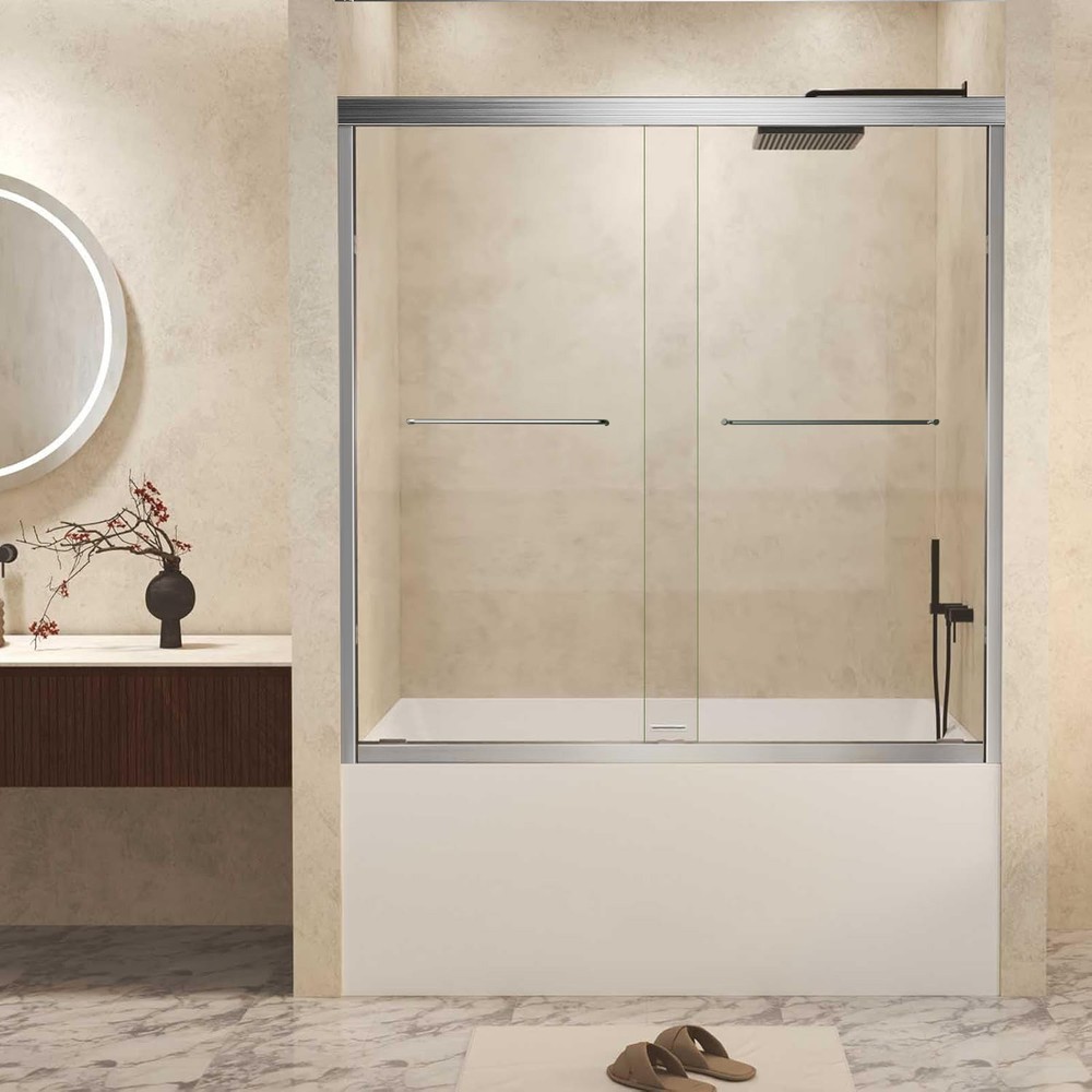 60''W x 62''H Brushed Nickel Bathtub Frameless Door Bathtub Door Long Lasting