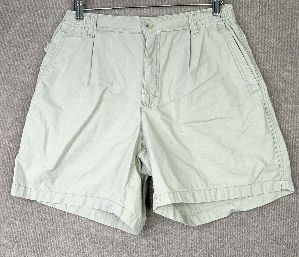 Columbia Shorts Mens Small Tan Pleated Cotton High Rise Chino Hiking Outdoors