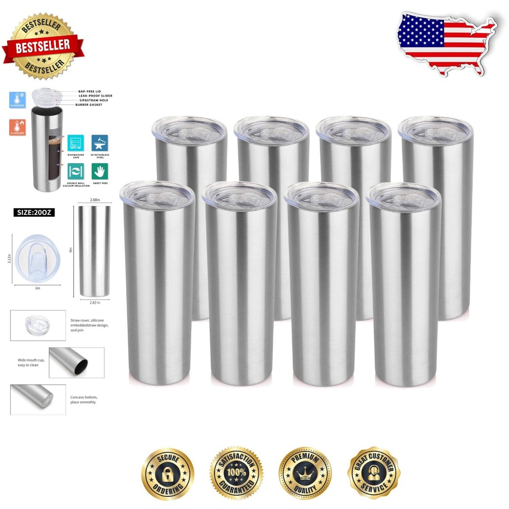 Bulk Set of 20 oz Stainless Steel Tumblers - Perfect for Hot & Cold Drinks