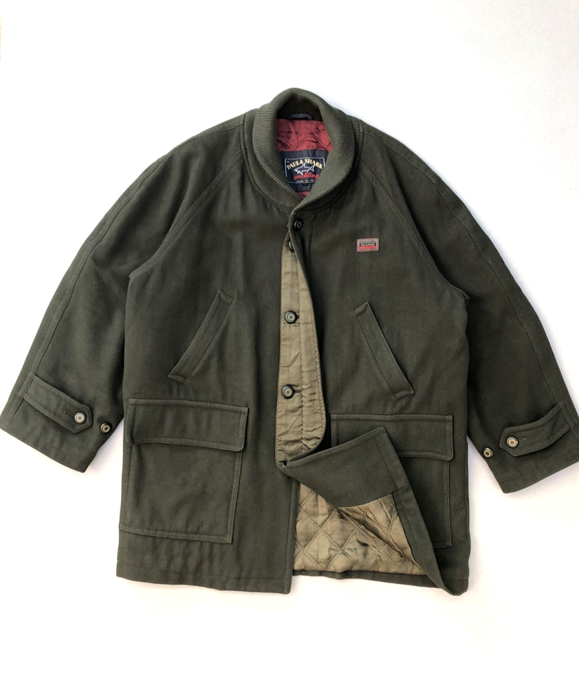 Vintage Paul & Shark Yachting Men’s Wool Coat Green Made in Italy Size XI