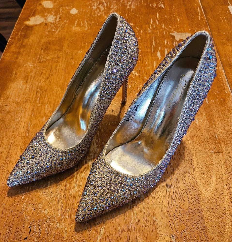 Sparkly Rhinestone Heels Size 8.5 for NYE Party Wedding-image