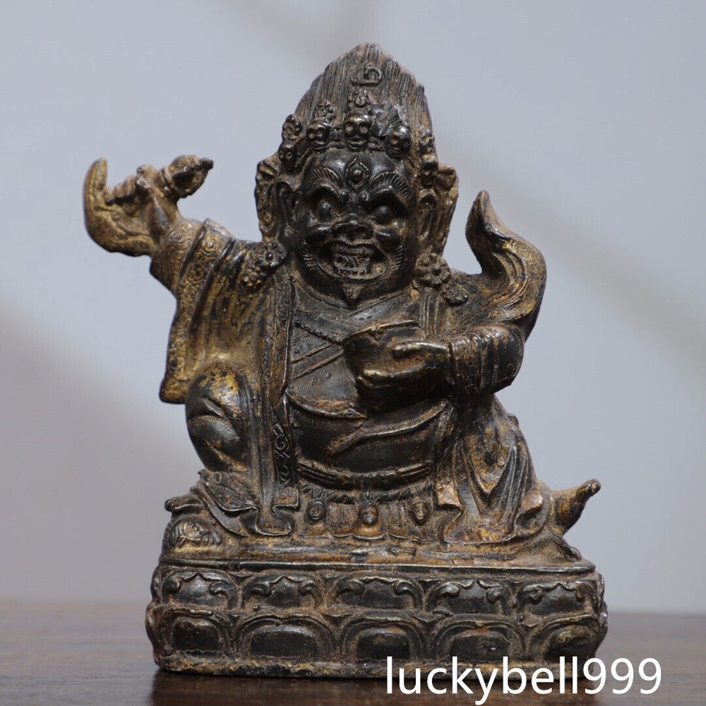 5.1 Antique Tibetan Buddhism Bronze Mahakala Buddha Temple Statue