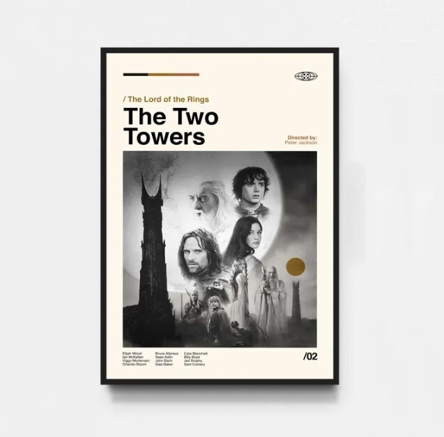 The Two Towers - The Lord of the Rings Poster, Midcentury Art