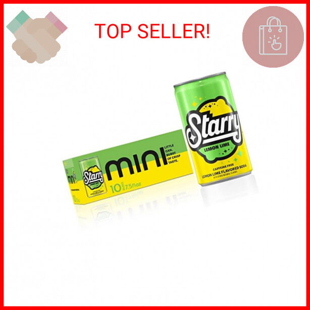 Starry Lemon Lime Soda, Caffeine Free, Mini Cans, 7.5 Fl Oz (Pack of 10)