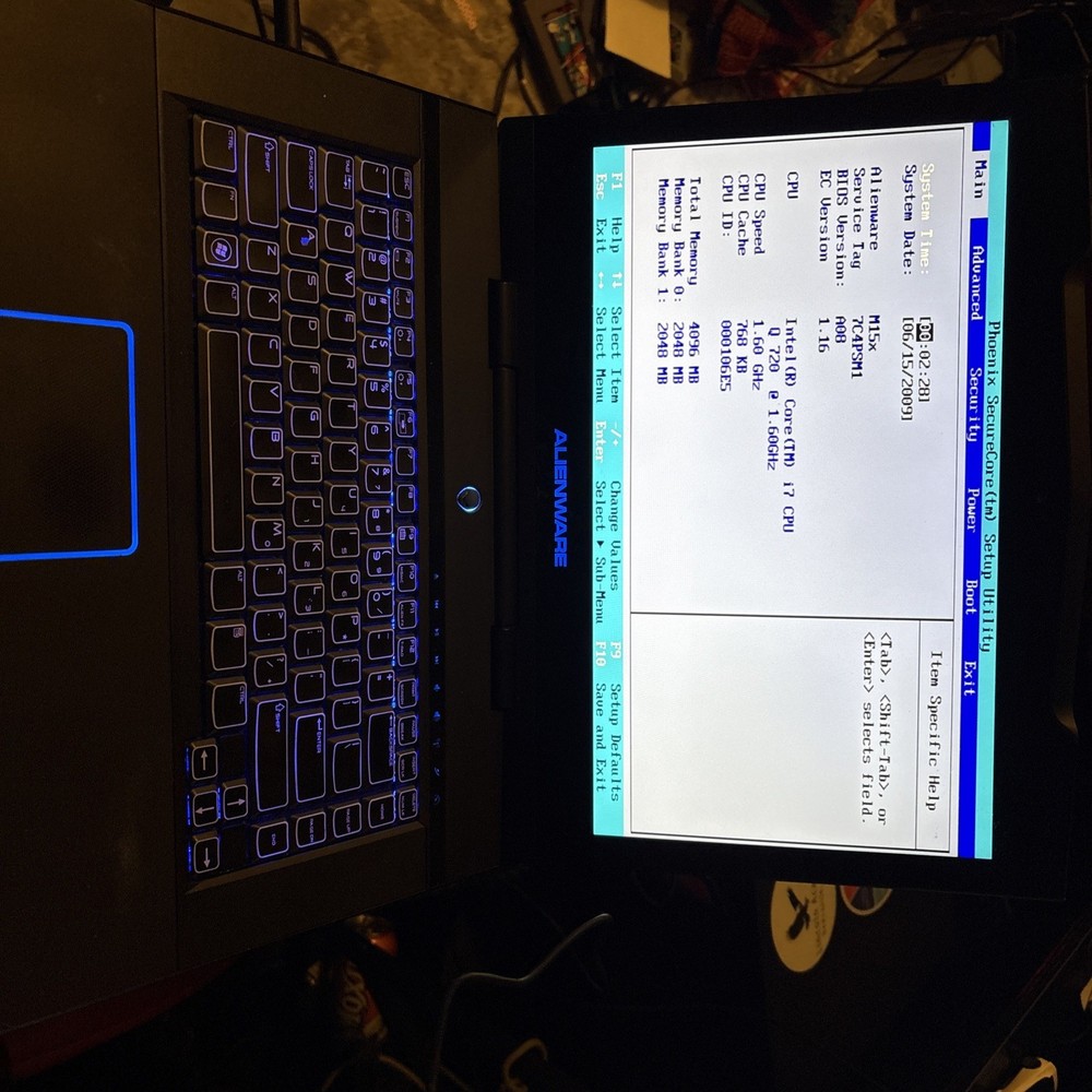 Alienware P08G I7 720qm 6gb Ddr3 AMD 5730 No Hdd, Tested And Works +180w Charger