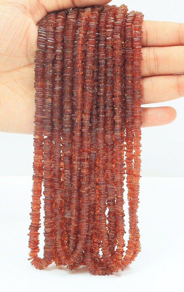 Smooth Square Hessonite Garnet Beads 3-5mm Gemstone Natural Beauty