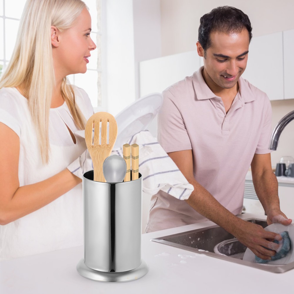 Stainless Steel Cutlery & Straw Organizer Rack for Kitchen Storage