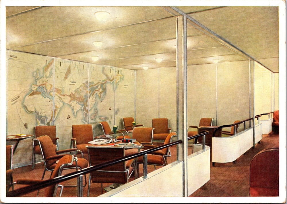 Mint Germany Zeppelin LZ 129 Hindenburg Luxury Dining Room RPPC Postcard