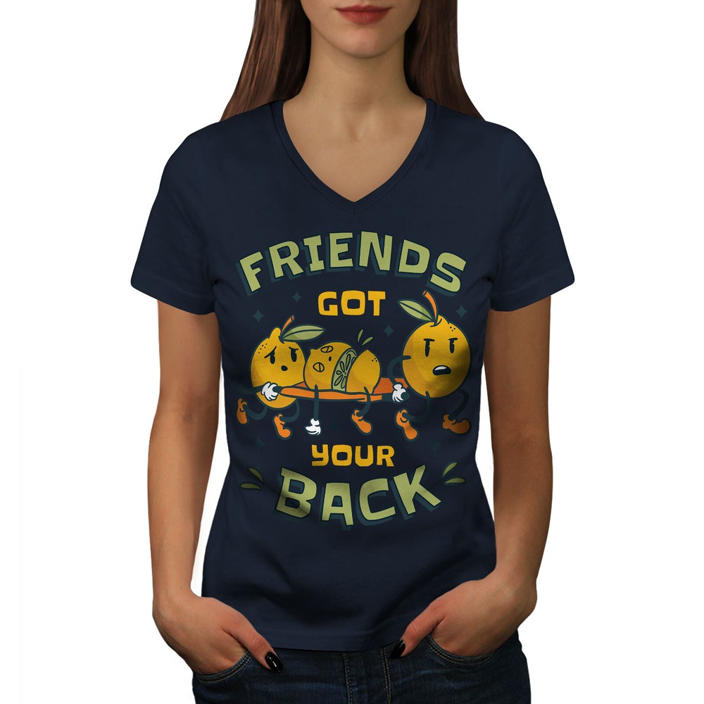 Wellcoda Friends Got Your Back Cute Fruit Womens V-Neck T-shirt